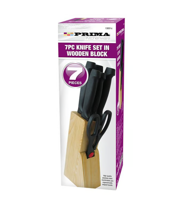 Prima Stainless Steel Knife Set of 7 including Knife Block 13051C