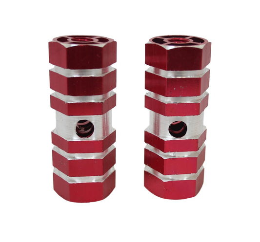 Aluminium Striped Bike Bicycle Pedal Foot Rest Axle Peg 7 x 2.3cm Pack of 2 Assorted Colours 1861