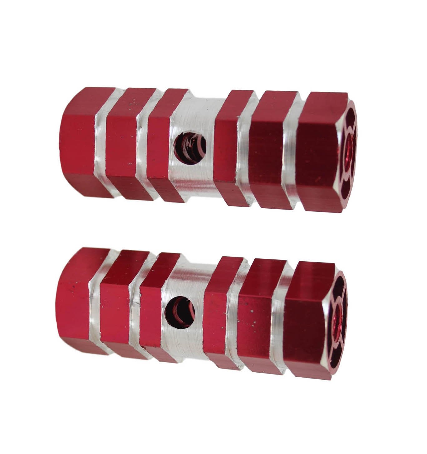 Aluminium Striped Bike Bicycle Pedal Foot Rest Axle Peg 7 x 2.3cm Pack of 2 Assorted Colours 1861