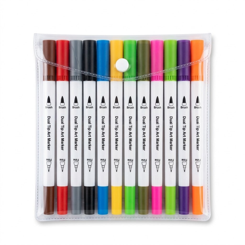 12 Dual Double Head Coloured Tip Art Marker 17x14x2cm 90g SKU 8160