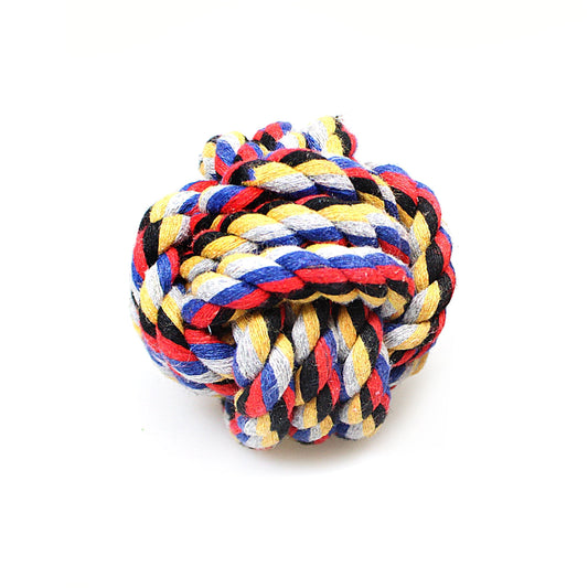 Pet Dog Chewing Teething Knotted Rope Ball 6.5 cm Assorted Colours 0049