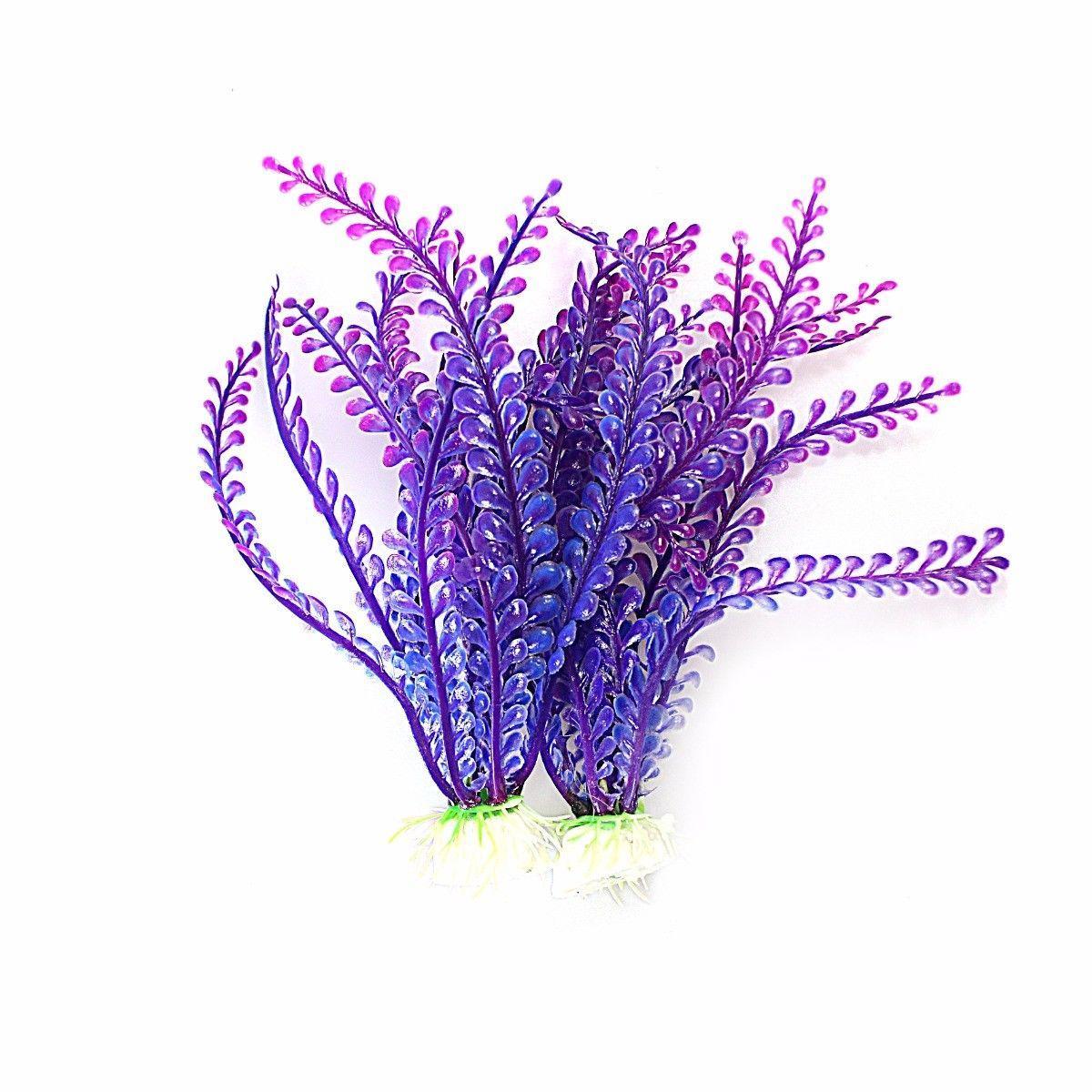 Artificial Plastic Aquarium Fish Tank Fern Algae Plant Decoration 18-20cm Pack of 2 Assorted Colours 0823