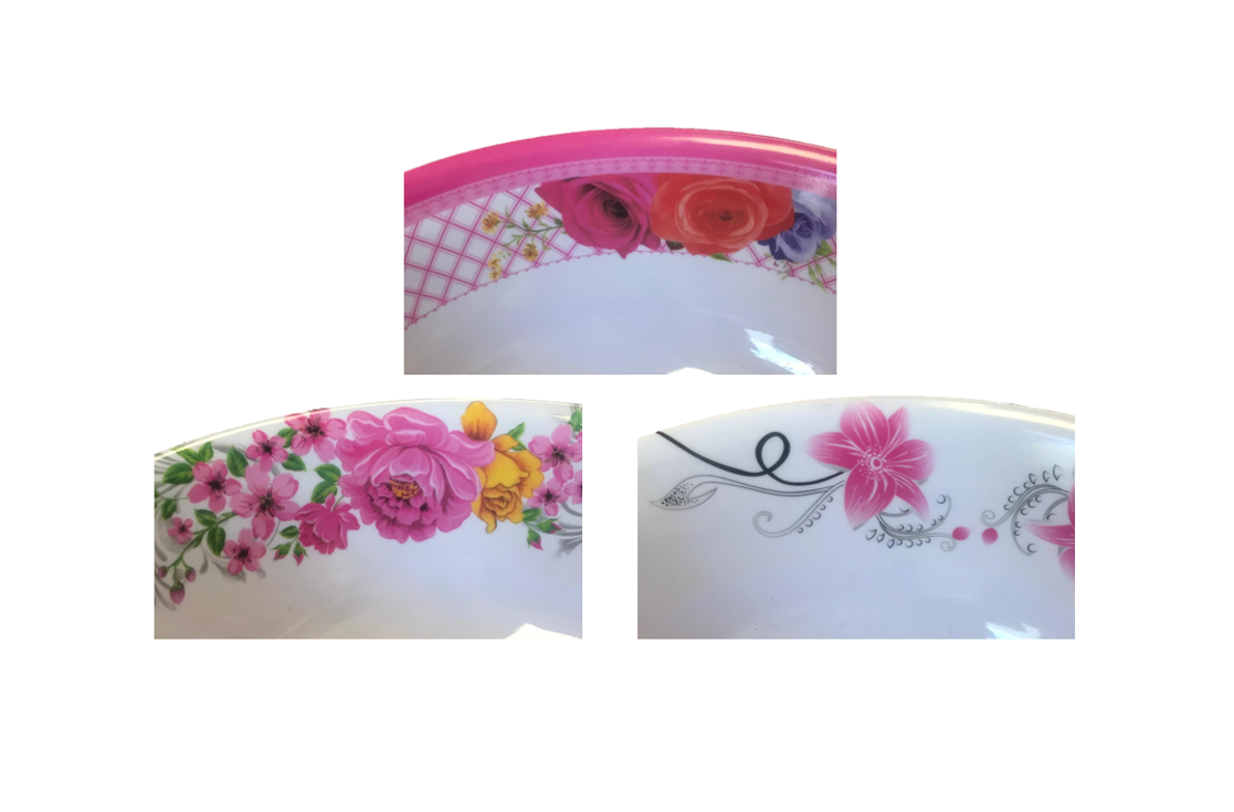 Plastic Bowl with floral Design 22.5 x 8 cm Assorted Designs 2893