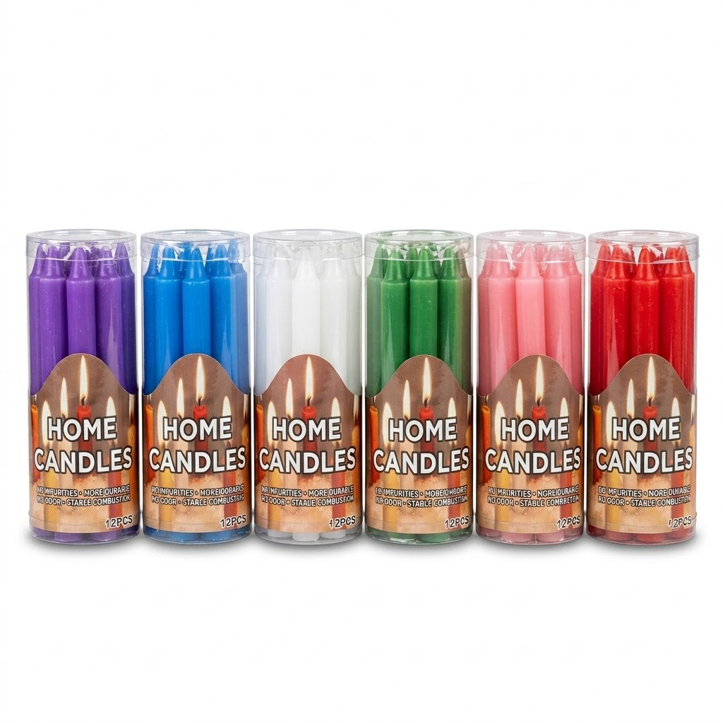 Candle Assorted Colours 5x5x12cm 105g – SKU 8154