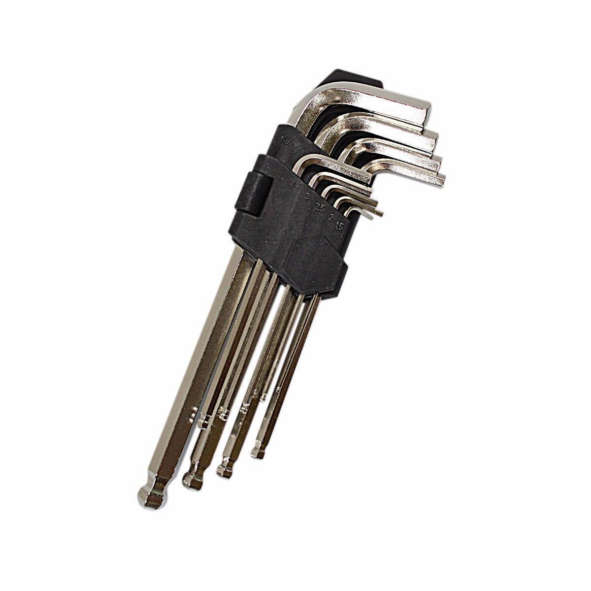9 Pc Large Metric Hex Ball Allen Key Wrench Set 1.5 2 2.5 3 4 5 6 8 & 10mm 0590