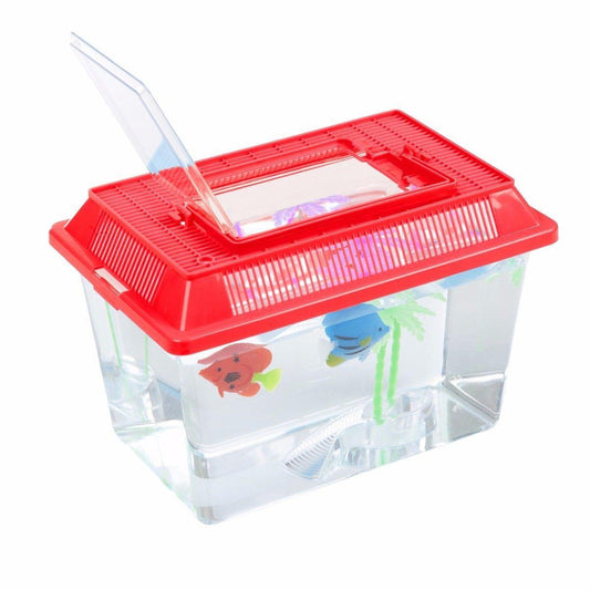 Plastic Aquarium Fish Insect Terrarium Tank with Carry Handle and Lid 21 x 12 cm Assorted Colours 0091 A