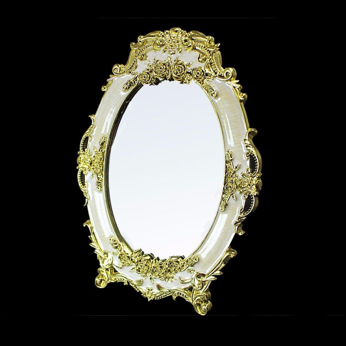Designer Frame Mirror, Home Decor Mirror in Cream and Gold 17cm x 22cm 2401