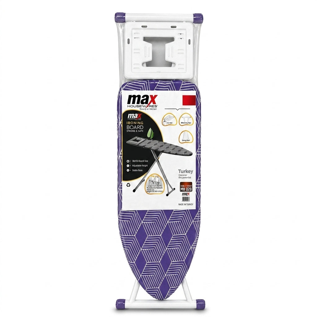 Max Housewares Ironing Board 30 x 110 cm Adjustable Height Mesh Surface White Legs SKU MH-027
