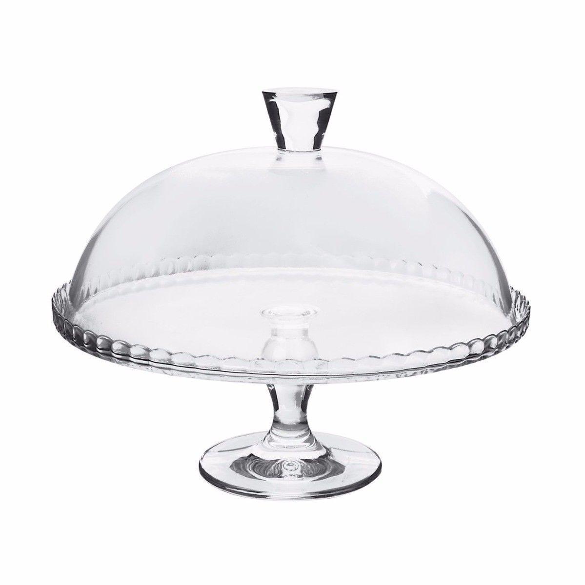 PB Footed Glass Cake Dessert Stand Plate and Dome 33cm 95200
