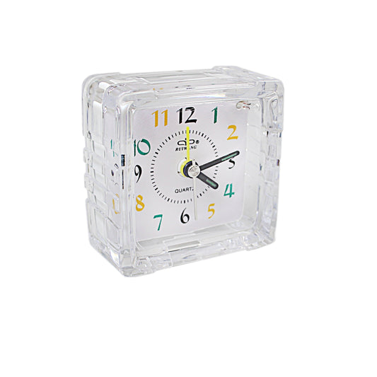 Small Mini Travel Office Square Quartz Bedside Desk Travelling Alarm Clock 6.5 x 7 x 3.5cm 3075