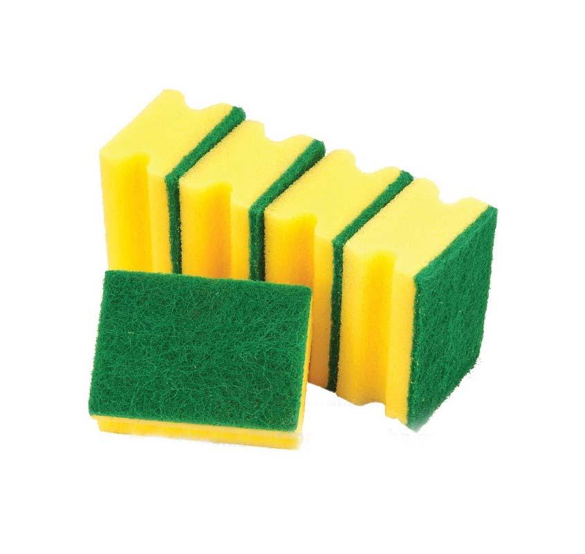 Accord Yellow Double Sided Grooved Kitchen Washing Up Sponge Scourer 9 x 6.5cm Pack of 5 STR521 / ACORD521