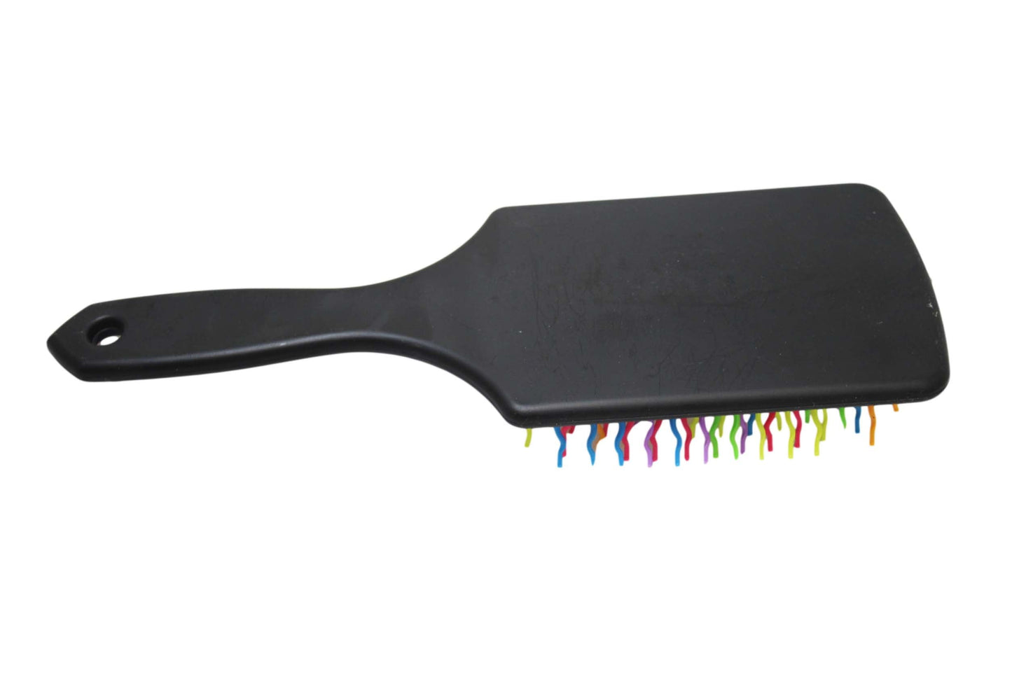 Plastic Detangling Frizzle Hair Brush with Squiggly Rainbow Bristles 24 x 8cm Assorted Colours 5943