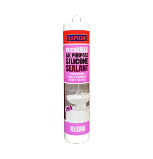 Rapide Flexible All Purpose Silicone Sealant Waterproof Mould Resistant Clear 250ml 5965