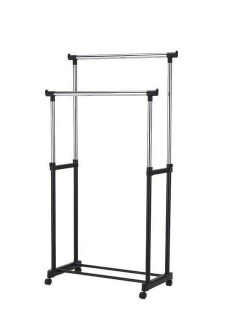 Double Garment Holder Stainless Steel Clothes Pole Rack Adjustable 25 kg 6214