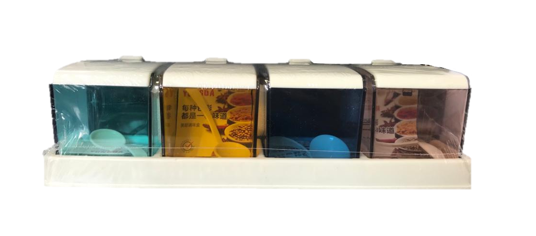 Plastic Spice Rack Storage Container Jars 28 x 8 cm Assorted Colours 6829