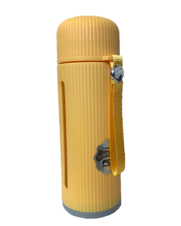 Glass / Plastic Water Bottle Flask with Strap 500 ml 21 x 7 cm Assorted Colours 6880