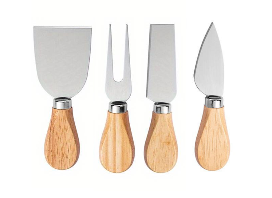 Metal Cheese Knife Cutter Slicer Set 12 cm Pack of 4 Wooden Handle 7215