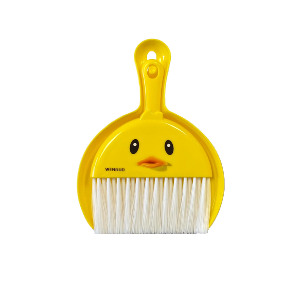 Plastic Mini Dustpan and Brush Set Cartoon Chicken Face Design 20.5 x 16 cm Yellow 7842