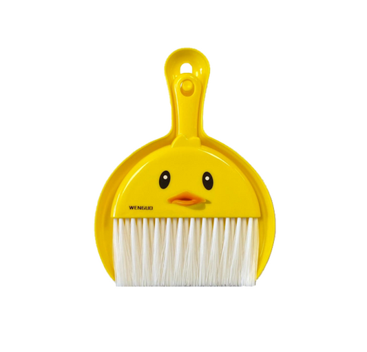 Plastic Mini Dustpan and Brush Set Cartoon Chicken Face Design 20.5 x 16 cm Yellow 7842