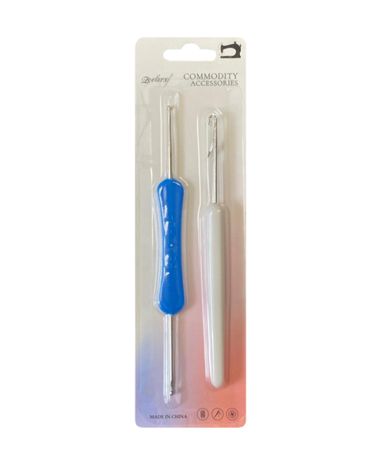 Metal Crochet Knitting Needle Hook with Plastic Handle Pack of 2 Assorted Colours 7857