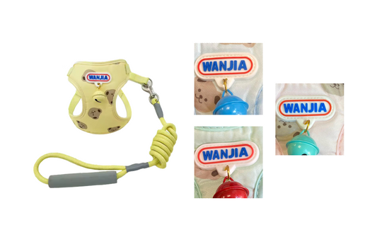 Pastel Dog Leash Lead with Soft Harness Vest with Bell 115cm Assorted Designs and Colours 7862