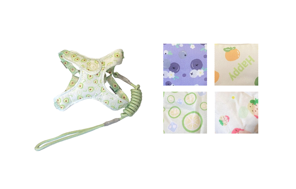 Pastel Dog Leash Lead with Soft Harness Vest with Bell 115cm Assorted Designs and Colours 7862