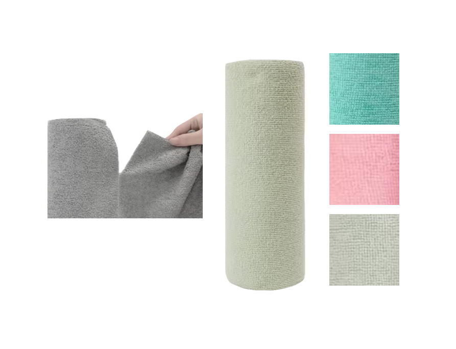 Reusable Microfibre Kitchen Towel Cloth 25 x 25cm Roll of 20 Assorted Colours 7870