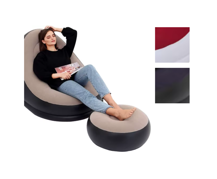 Inflatable Sofa Chair Single Size with Foot Stool 116 x 98 x 83cm Assorted Colours 7888