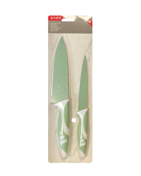Kitchen Knife with Plastic Handle Set of 2 Assorted Colours 7902