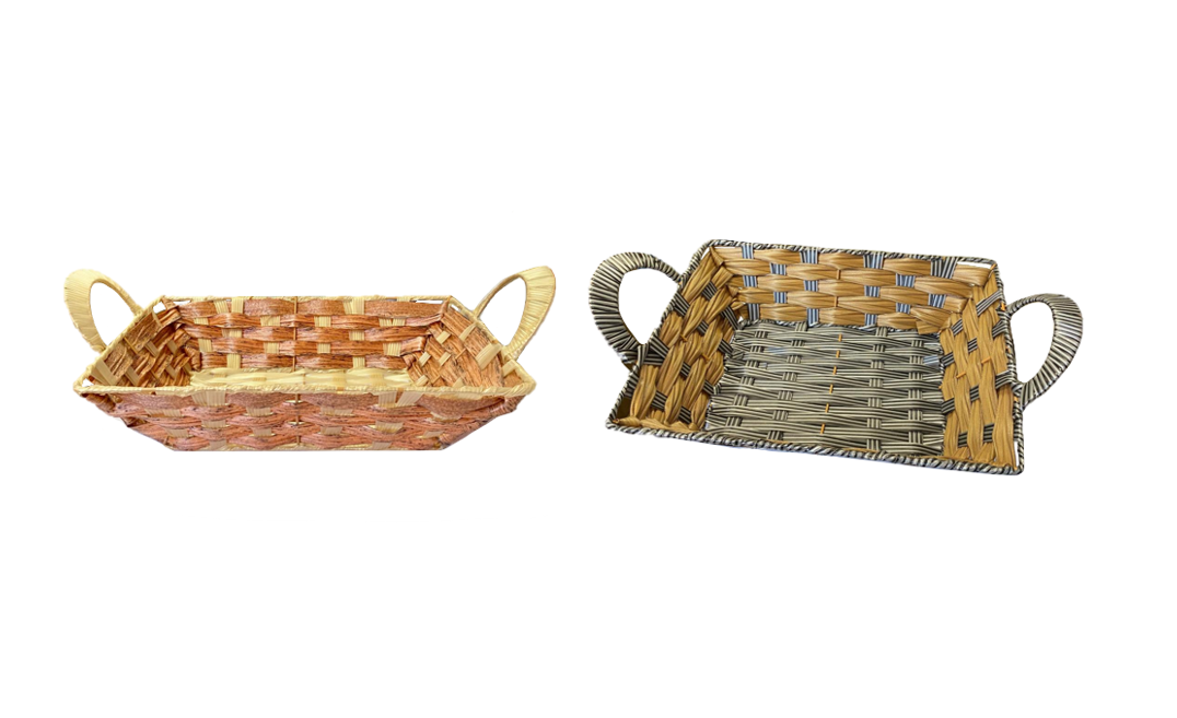 Rectangular Woven Fruit Gift Basket with Handles 29.5 x 23 x 7cm Assorted Colours 7986