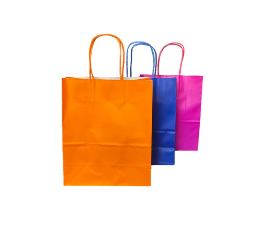 Solid Colour Paper Gift Bag Small 16 x 8 x 21cm Assorted Colours 7997