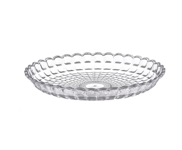Round Transparent Plastic Coffee Table Serving Tray with Scalloped Edge 38cm 8021