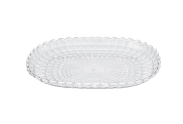 Transparent Plastic Coffee Table Serving Tray with Scalloped Edge 47 x 32.5cm 8022