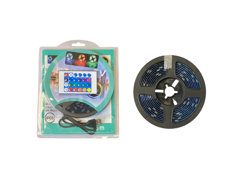 Adhesive Multicolour Indoor TV USB LED Strip with Remote 5m 8073