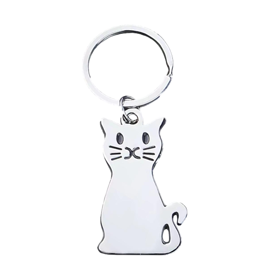 Metal Cat Keychain Keyring 8.9cm 8097