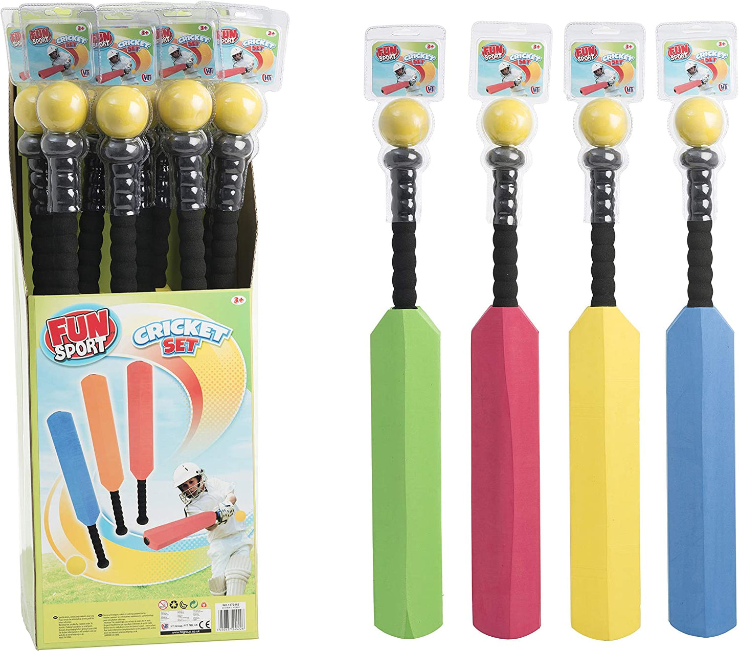 Children's Foam Cricket Set with Bat & Ball – Assorted Colours, SKU 1373245