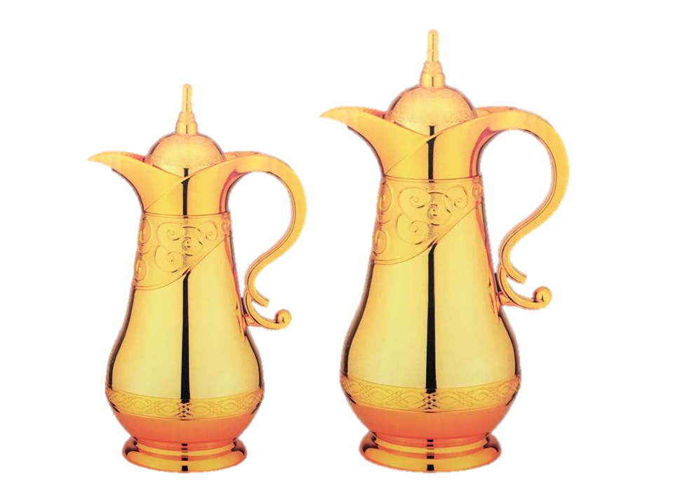 Durane Ornate Tea Coffee Vacuum Flask Hot Drink Dispenser Jug Set of 2 Gold 8556