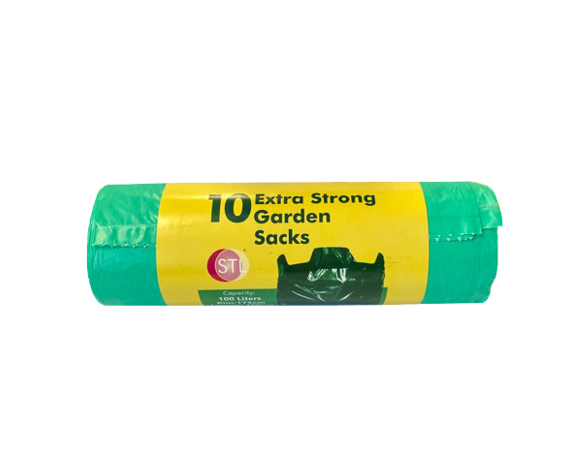 Green Garden Waste Sacks Bin Bags 100L Roll of 10 890307