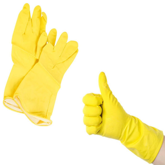 Yellow / Orange Latex Washing Up Cleaning Household Gloves Large 1138
