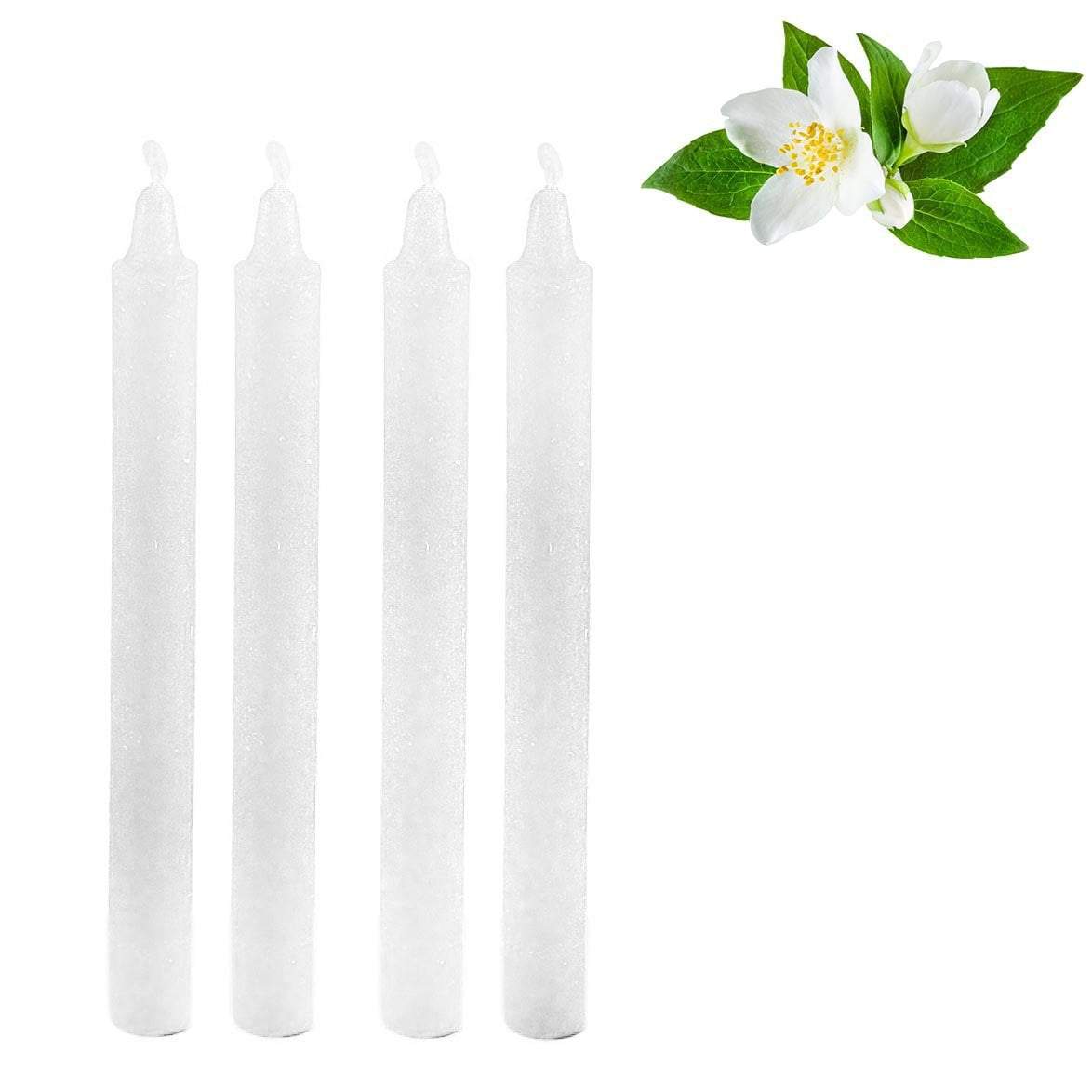 Long Scented White Wax Candle Sticks 20cm Pack of 4 Jasmine Scented 0227