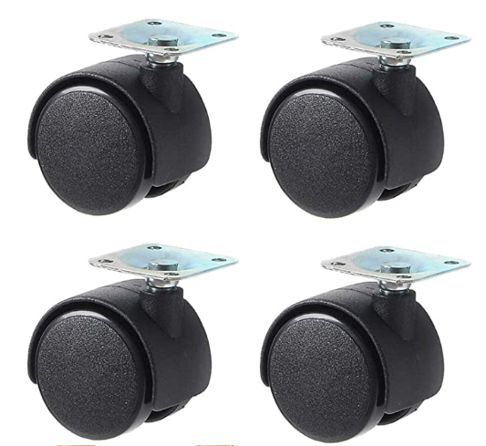 Plastic Round Wheels 1.5" Pack of 4 Black 6907