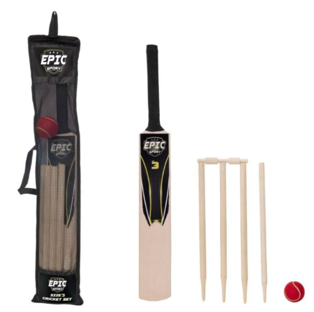 Children's Outdoor Wooden Cricket Bat Set Size 3 1394773