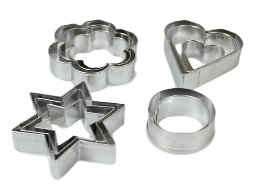 Metal Baking Cookie Cutters Moulds Pack of 12 Assorted Shapes 5205