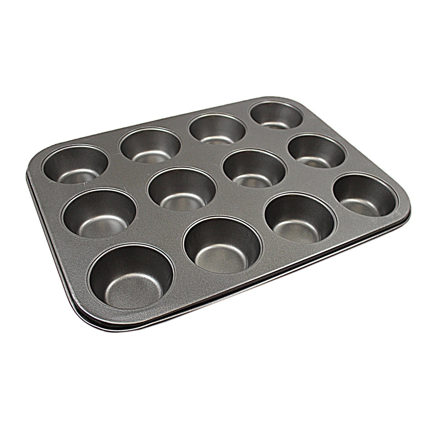 Metal Muffin Cupcake Baking Tray 12 Cups 26 x 35 cm Black 4975 A