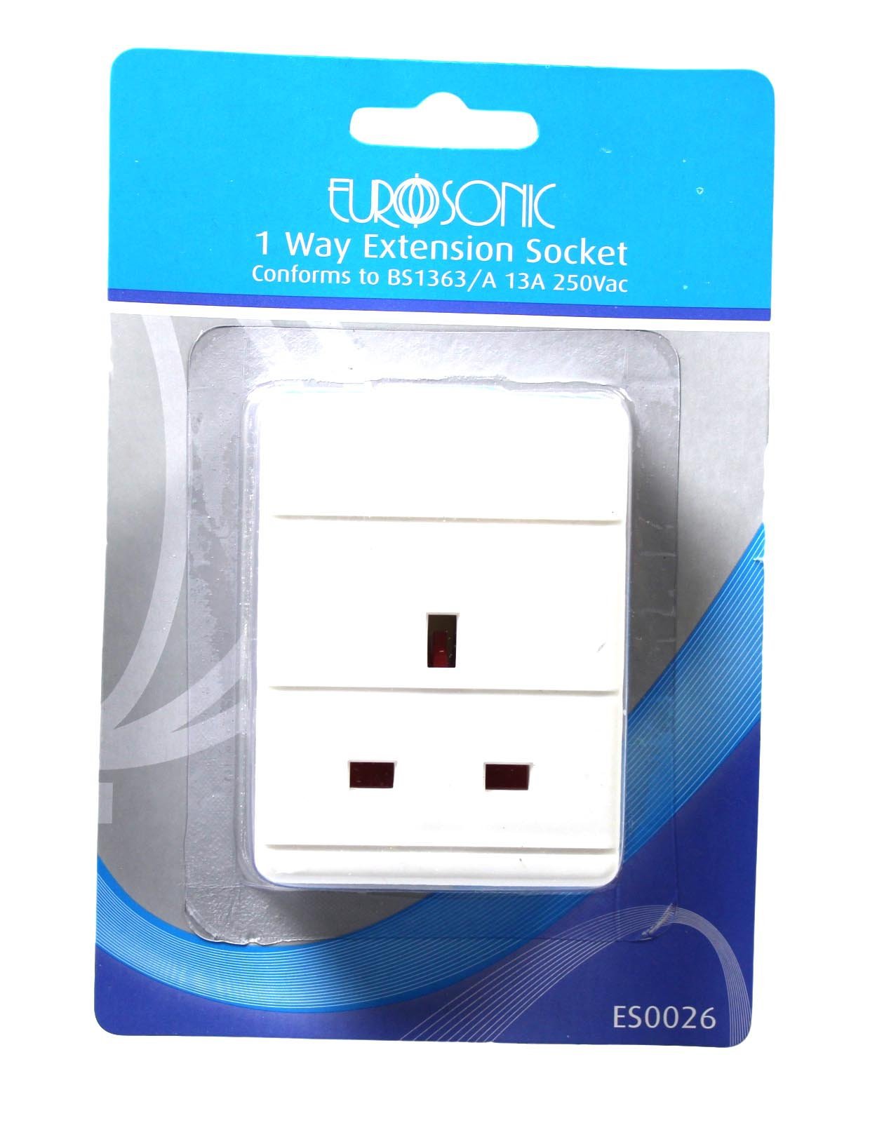 Eurosonic 1 Way Extension Socket DIY Conforms To BS1363/ A 13A 250Vac ES0026