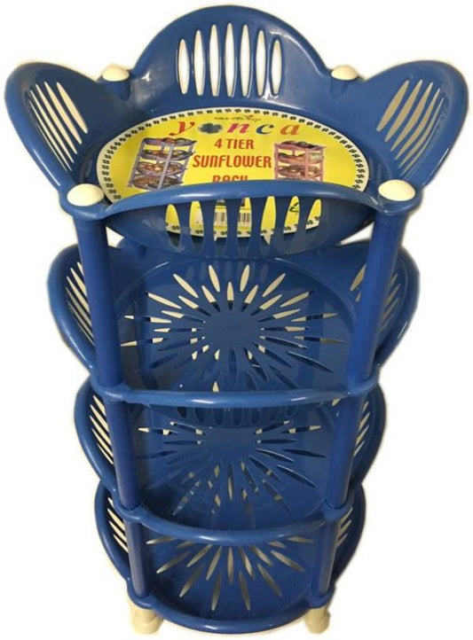 4 Tier Plastic Sunflower Vegetable Fruit Kitchen Storage Rack Assorted Colours H0424