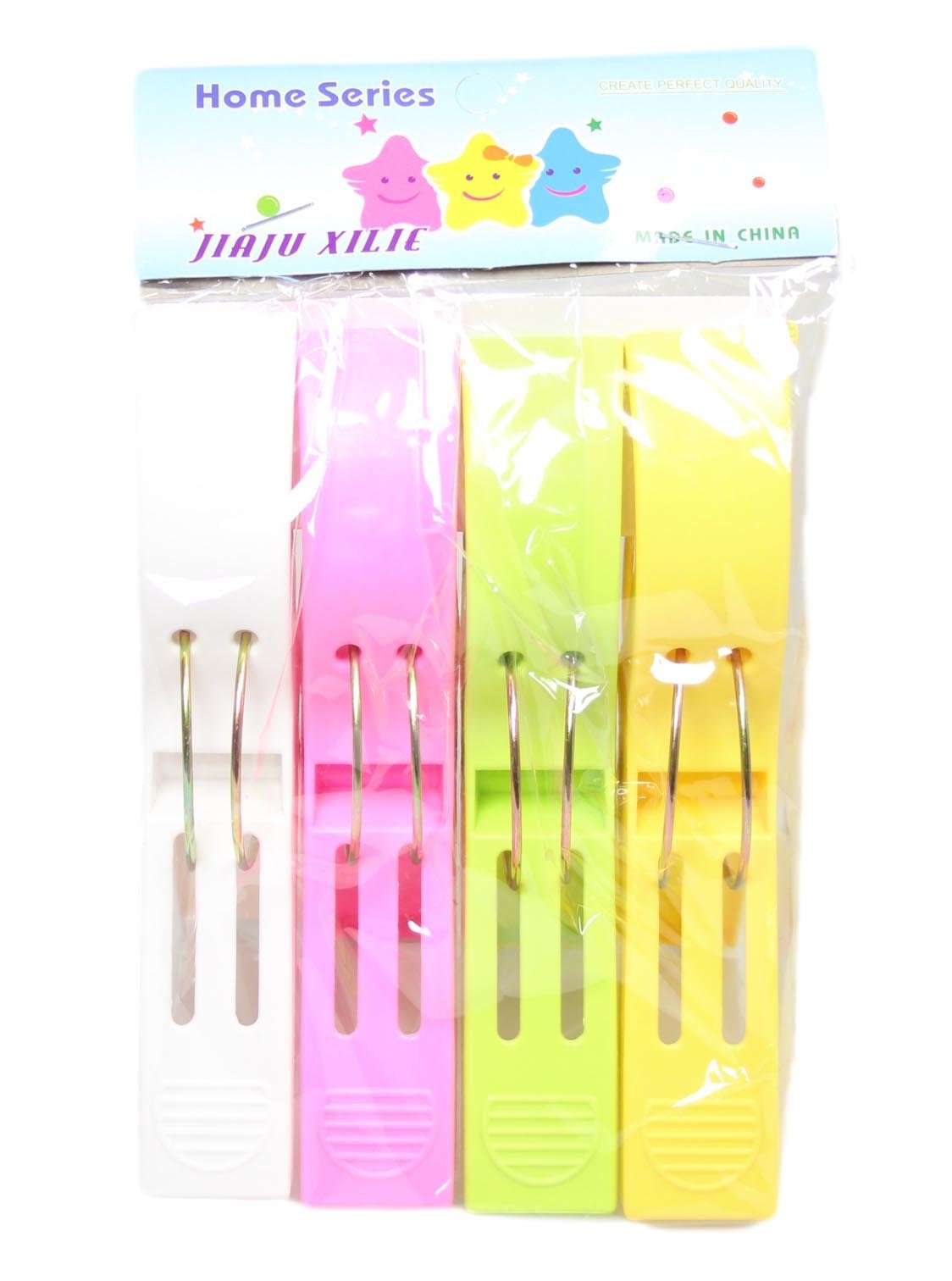 Jumbo Plastic Laundry Clothes Washing Pegs Clips 12cm Pack of 4 Assorted Colours 0371