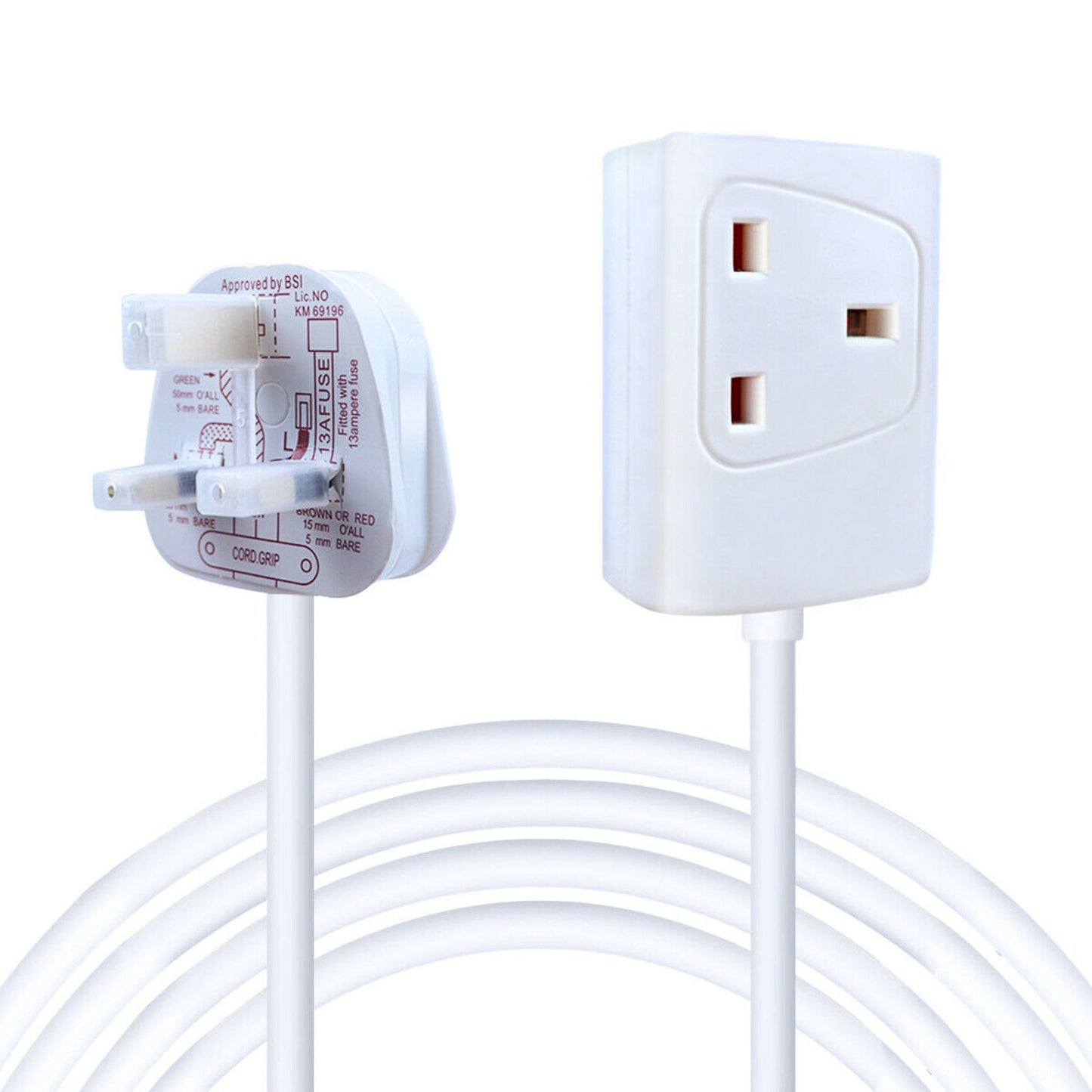 ExtraStar 1 Way Gang Extension Lead with Cable 5m White KFESB1/5M