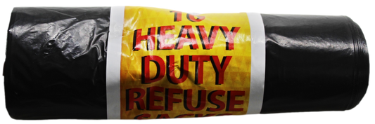 Black Heavy Duty Refuse Sacks Bin Bags Roll of 10 LL5751