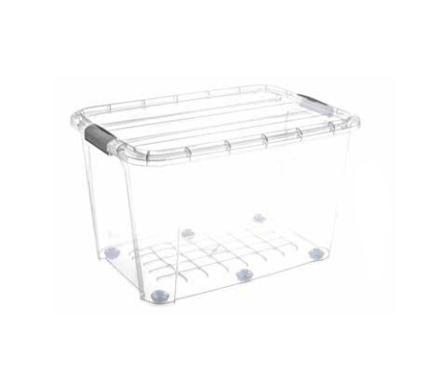 Clear Plastic Storage Box with 6 Wheels 100 Litre ST100 / sd149